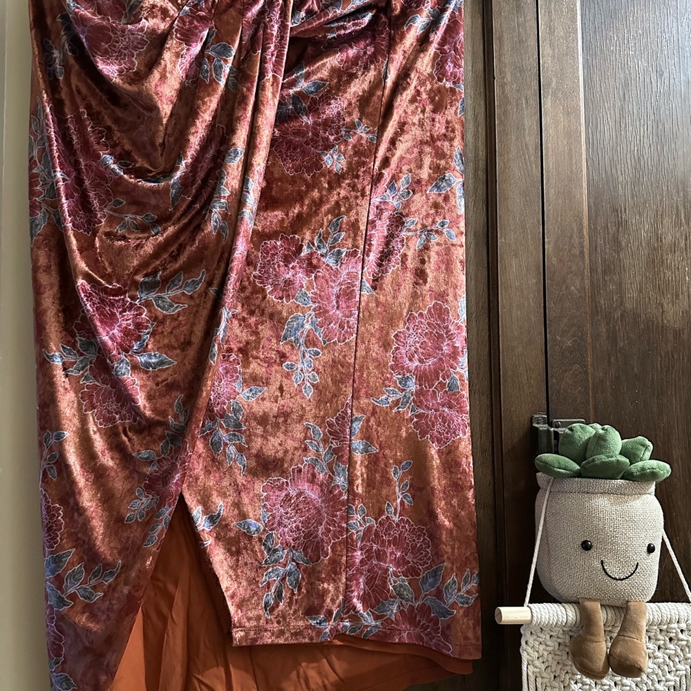 NWOT Free people Size S- Poets Velvet Sarong Skirt rust - Picture 7 of 7